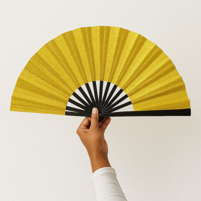 Gold Glitter Folding Hand Fan with Shimmer Design, Elegant Festival Party Fan, Stylish Handheld Folding Fan for Summer and Events
