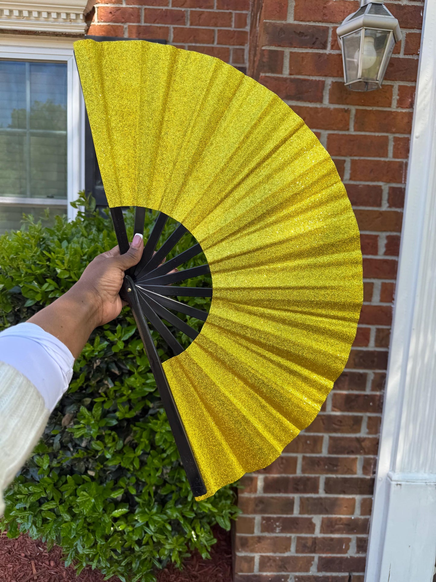 Gold Glitter Folding Hand Fan with Shimmer Design, Elegant Festival Party Fan, Stylish Handheld Folding Fan for Summer and Events