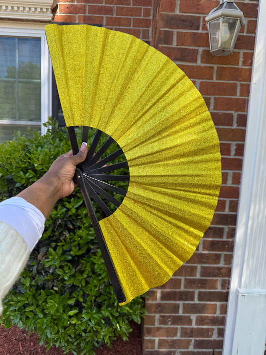Gold Glitter Folding Hand Fan with Shimmer Design, Elegant Festival Party Fan, Stylish Handheld Folding Fan for Summer and Events
