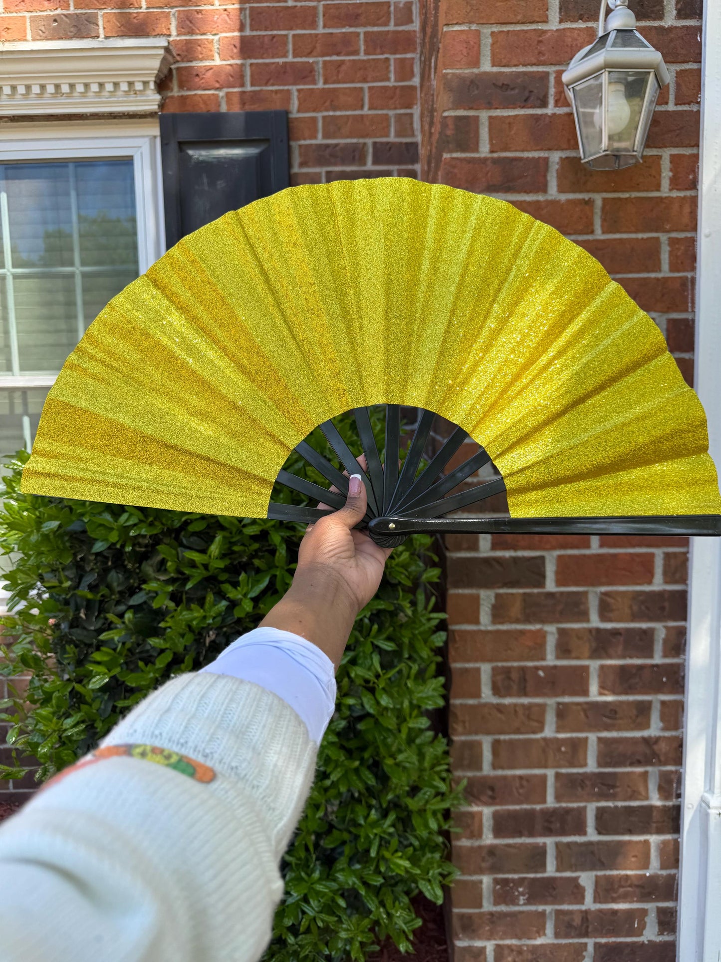 Gold Glitter Folding Hand Fan with Shimmer Design, Elegant Festival Party Fan, Stylish Handheld Folding Fan for Summer and Events