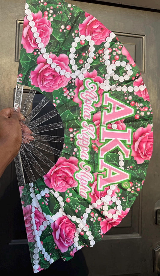 AKA Handheld Folding Fan Sorority Clack Fan