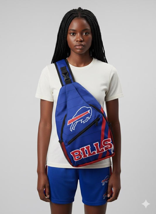 Buffalo Bills Shoulder Bag , Blue Crossbody Sling Backpack for NFL Game Day, Tailgating, Travel