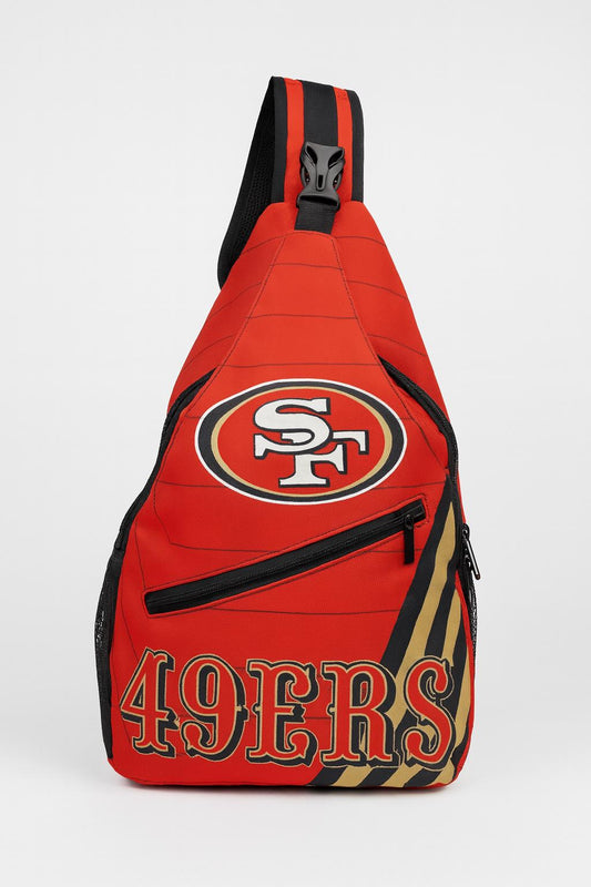 San Francisco 49ers Shoulder Bag with Team Logo, Red Crossbody Sling Backpack for NFL Game Day, Tailgating and Travel