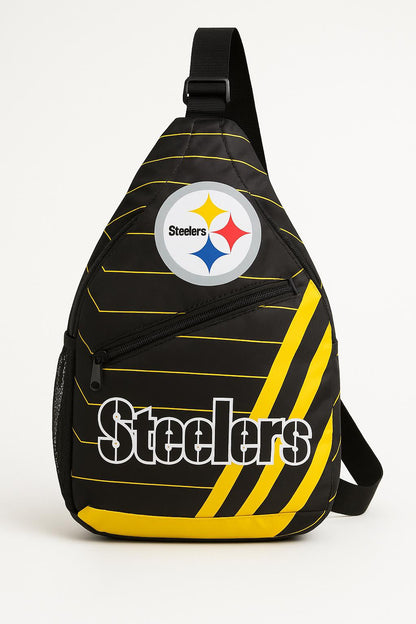 Pittsburgh Steelers Sling Backpack -  Black and Yellow Bag Stylish Lightweight Travel