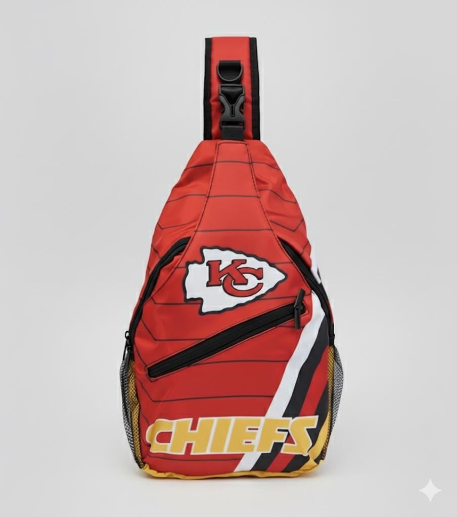 Kansas City Chiefs Shoulder Bag, Red Crossbody Sling Backpack for Game Day, Tailgating, Travel