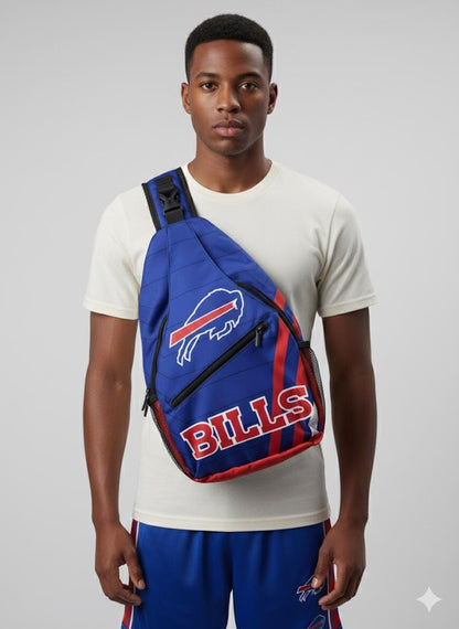 Buffalo Bills Shoulder Bag , Blue Crossbody Sling Backpack for NFL Game Day, Tailgating, Travel