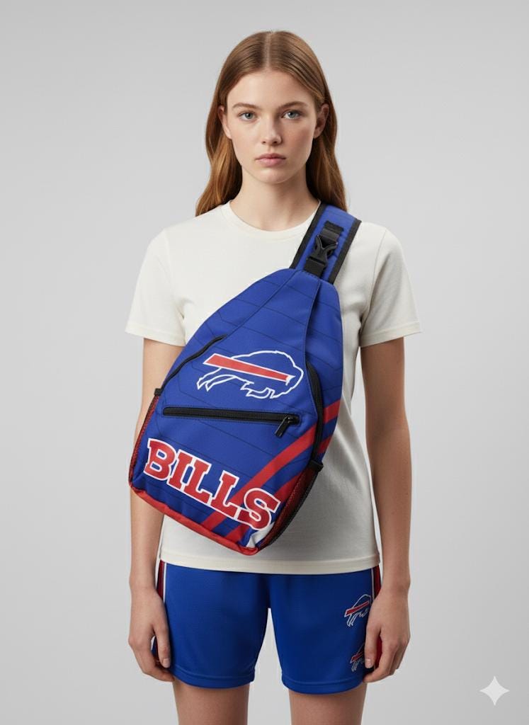 Buffalo Bills Shoulder Bag , Blue Crossbody Sling Backpack for NFL Game Day, Tailgating, Travel