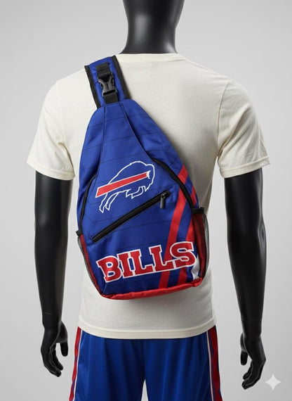 Buffalo Bills Shoulder Bag , Blue Crossbody Sling Backpack for NFL Game Day, Tailgating, Travel