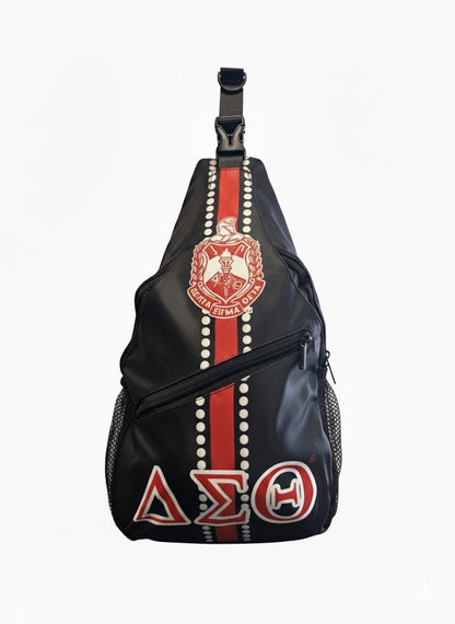Delta Sigma Theta cross body, Greek sorority crossbody backpack with secure zipper pockets, stylish DST travel shoulder bag