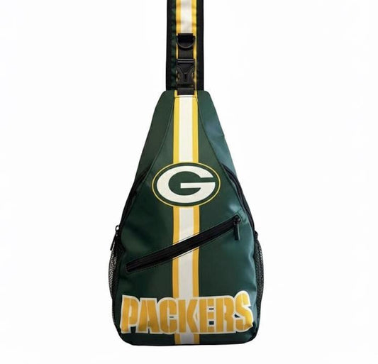 Unisex Green Bay Packers crossbody bag , NFL crossbody shoulder backpack with secure zipper pockets, sporty travel game day bag