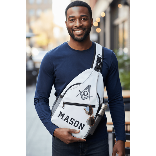 Masonic Crossbody Sling Bag - White Freemason Shoulder Bag
